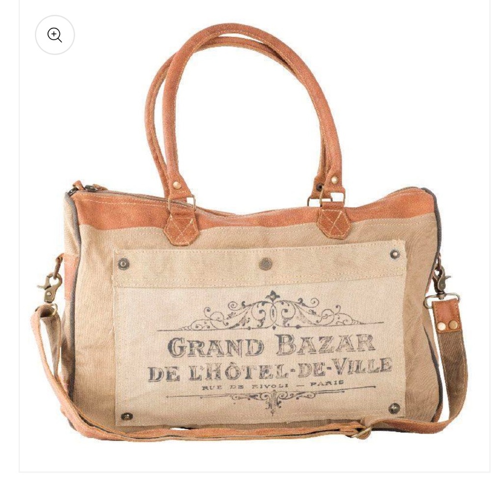 Elegant Tan and Cream Tote Bag